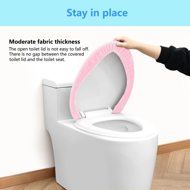 lanseyixiu Soft Plush Toilet Lid Cover For Bathroom  Machine Washable Toilet Seat Covers  Fits Most Round Elongated And Oblong Lids  Easy Installation& Cleaning (Pink) - Image 5
