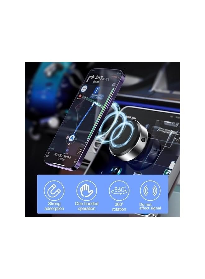 DUSALA Vacuum Magnetic Suction Cup Phone Mount,360 Rotation Magnetic Car Cell Phone Holder,Suction Cup Car Phone Mount,Universal Adjustable Windshield Dashboard Mobile Phone Holder (Silver) - Image 2