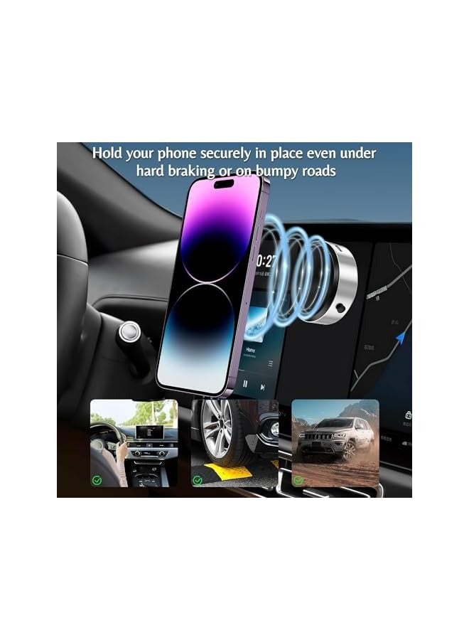 DUSALA Vacuum Magnetic Suction Cup Phone Mount,360 Rotation Magnetic Car Cell Phone Holder,Suction Cup Car Phone Mount,Universal Adjustable Windshield Dashboard Mobile Phone Holder (Silver) - Image 5