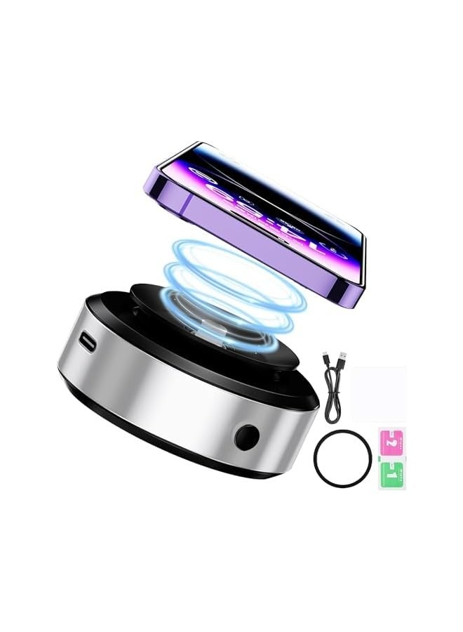 DUSALA Vacuum Magnetic Suction Cup Phone Mount,360 Rotation Magnetic Car Cell Phone Holder,Suction Cup Car Phone Mount,Universal Adjustable Windshield Dashboard Mobile Phone Holder (Silver) - Image 1