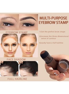 GO WELL Natural Hairline Powder, Hair Shading Sponge Pen, Hairline Shadow Powder Stick, Quick Hair Root Touch-Up, Paired With 2 Pairs Of Eyebrow Stamp (Black)  - Image 4