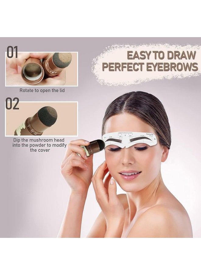 GO WELL - Natural Hairline Powder, Hair Shading Sponge Pen, Hairline Shadow Powder Stick, Quick Hair Root Touch-Up, Paired With 2 Pairs Of Eyebrow Stamp (Black) - Image 1