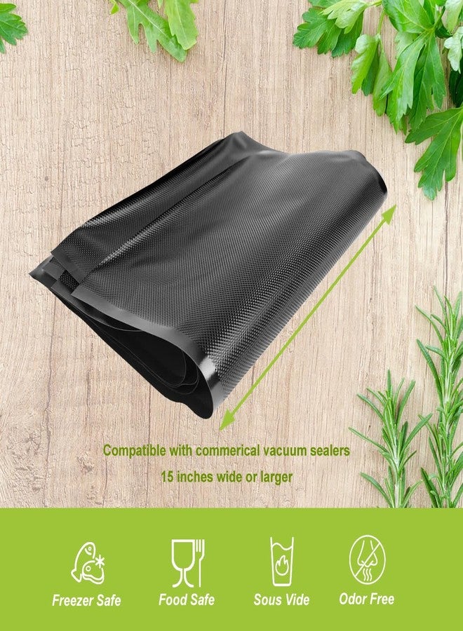 EDYCARX أكياس إيدي كاركس لتفريغ الهواء، مقاس 15 × 20 بوصة، سوداء وشفافة، أكياس تفريغ هواء مقطوعة مسبقًا لتخزين الطعام، أكياس تفريغ هواء شديدة التحمل للاستخدام التجاري، سمك 5 مل، 50 كيسًا - Image 3