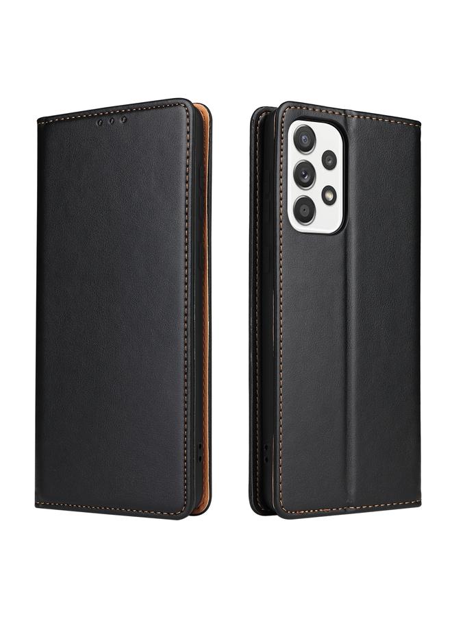 Case For Samsung Galaxy A73 5G Fierre Shann PU Genuine Leather Texture Leather Phone Case