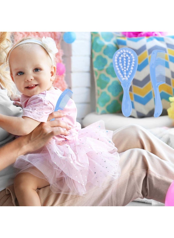 HEALLILY Baby Hair Brush and Comb Set for Newborn Scalp Grooming Product for Infant Toddler Kids (Blue) - Image 2