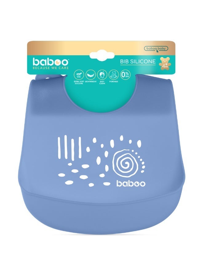 Baboo Baby Silicone Waterproof Bibs for babies and toddler with 6 Adjustable Neckline Buttons | Baby Feeding Bib for infants with Reusable, Easy Cleaning Bibs for Boys and Girls 4 Month Up  (Blue Haze) - Image 1