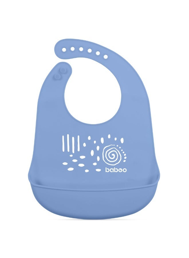 Baboo Baby Silicone Waterproof Bibs for babies and toddler with 6 Adjustable Neckline Buttons | Baby Feeding Bib for infants with Reusable, Easy Cleaning Bibs for Boys and Girls 4 Month Up  (Blue Haze) - Image 2