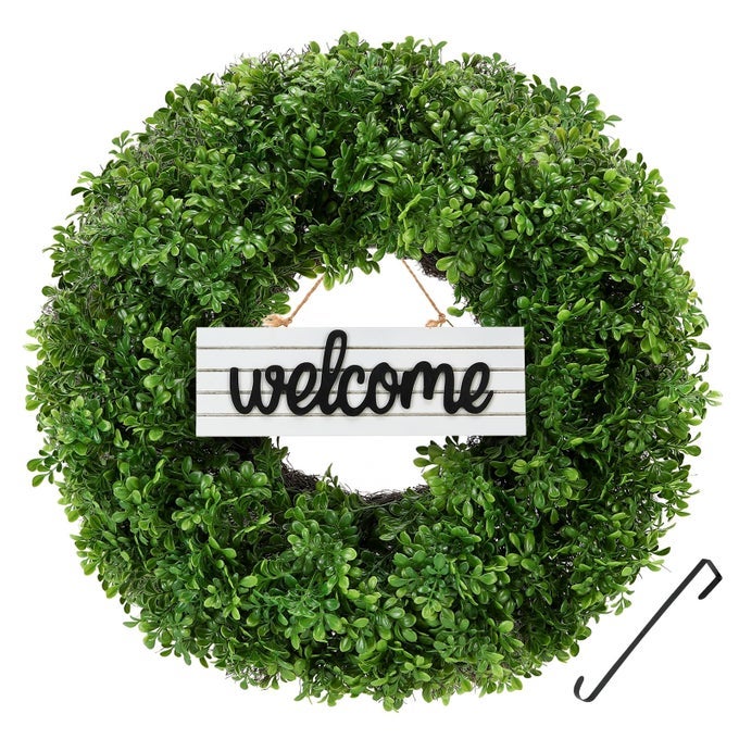 24 WREATH ARTIFICIAL BOXWOOD WREATHS FOR FRONT DOOR SPRING AND SUMMER WREATH USED FOR SPRING HOME DECORFARMHOUSE OR ROOM INDOORSOUTDOORS CORRIDORS OFFICES GREEN