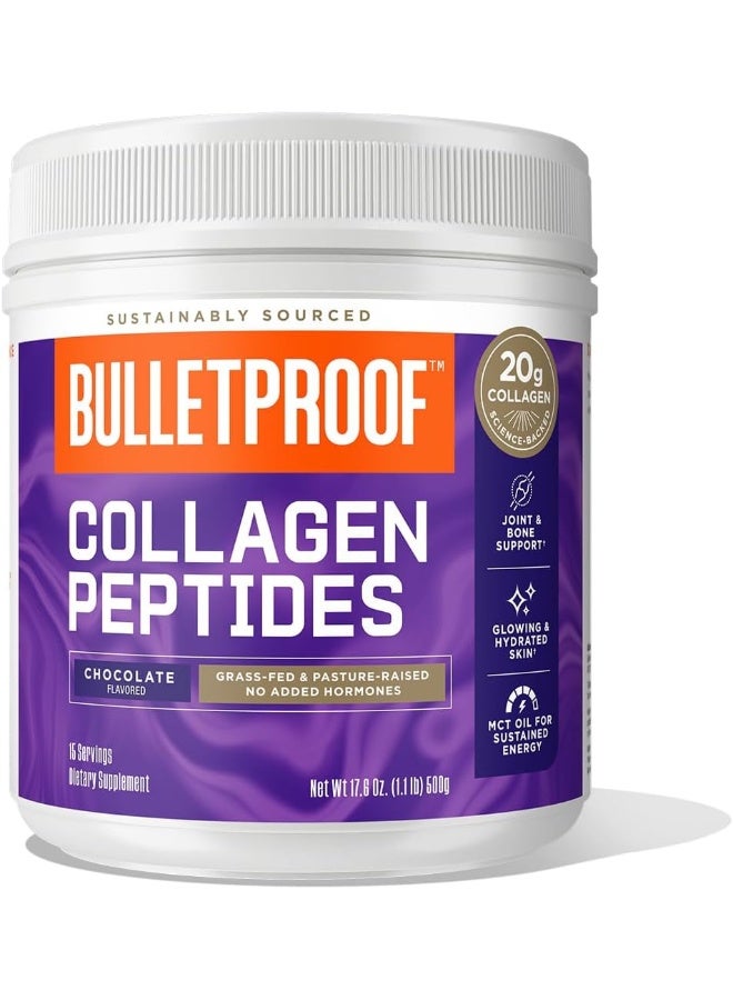 Bulletproof Collagen Peptides Protein Powder - Chocolate Flavored Hydrolyzed, Grass Fed, Pasture Raised, Ketogenic Diet, Amino Acid Building Blocks For High Performance (17.6 Oz) - Image 1