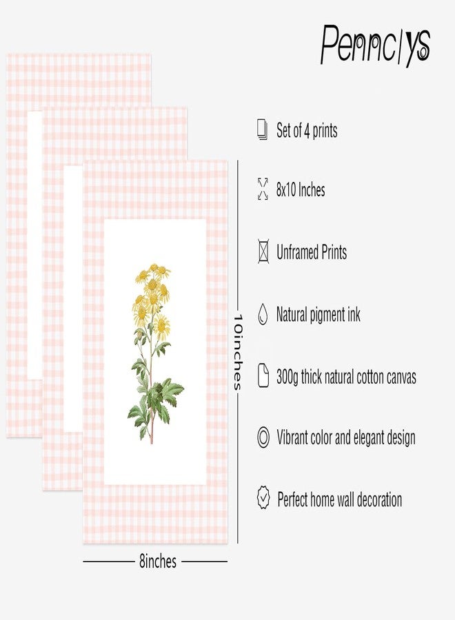 Pennclys Floral Wall Art Decor Nursery Flower Canvas Wall Art Prints Wildflower Nursery Wall Art Decor Girls Floral Poster Pictures Vintage Botanical Prints for Nursery Bedroom 8x10 Inch Unframed Set of 4 - Image 2