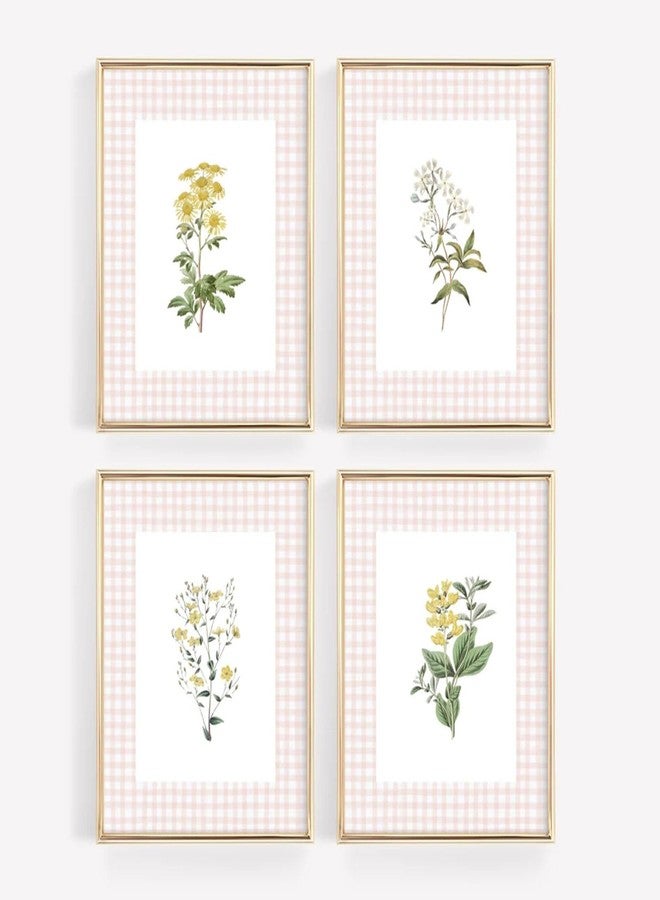 Pennclys Floral Wall Art Decor Nursery Flower Canvas Wall Art Prints Wildflower Nursery Wall Art Decor Girls Floral Poster Pictures Vintage Botanical Prints for Nursery Bedroom 8x10 Inch Unframed Set of 4 - Image 1