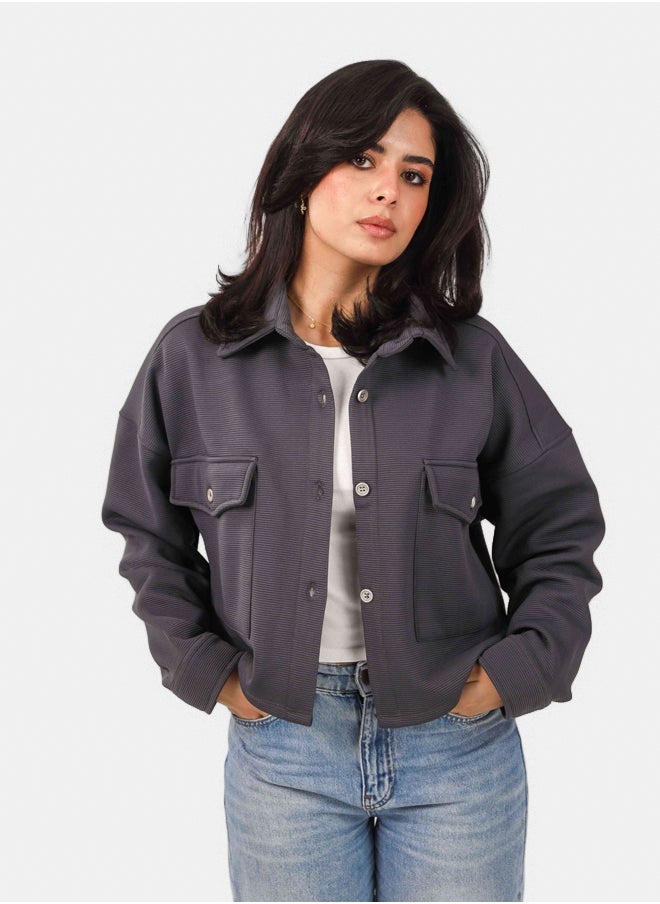 SHECHICK Shechick Cardone Dark Grey Crop Shirt  - Image 3
