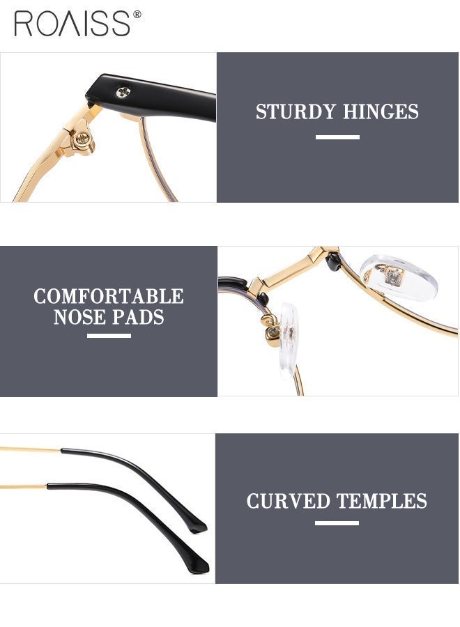 رويس نظارات مربعة لحجب الضوء الأزرق، نظارات كمبيوتر بإطار معدني للنساء، نظارات مضادة لإجهاد العين، نظارات قراءة عالية الدقة مضادة للوهج والأشعة فوق البنفسجية، نظارات مسطحة للضوء. - Image 5