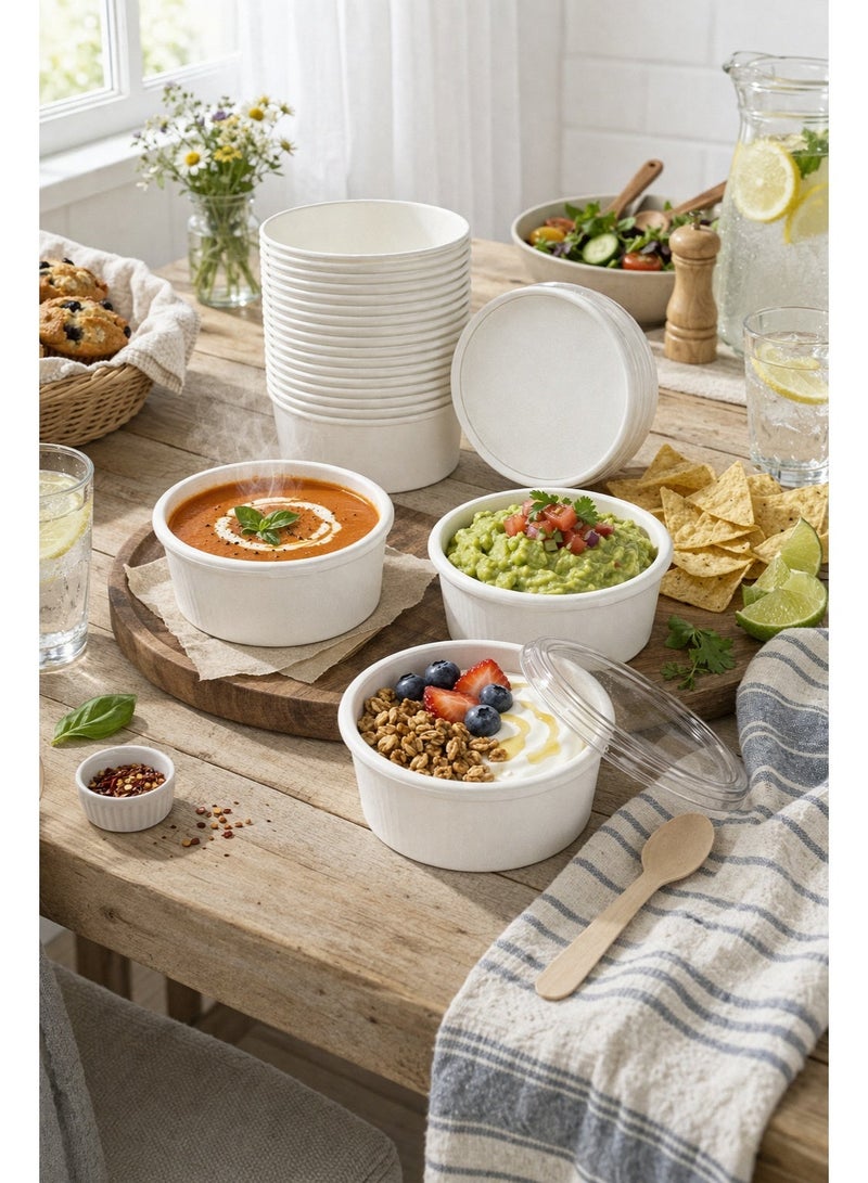 ايكواي ecoway Compostable Heavy Duty Made Of Paper - [44 Ounce - 1300 Ml, Pack Of 25] Disposable Bowls Eco-Friendly Biodegradable Perfect For Salad, Soup, Dessert, Hot or Cold Use, White - Image 5