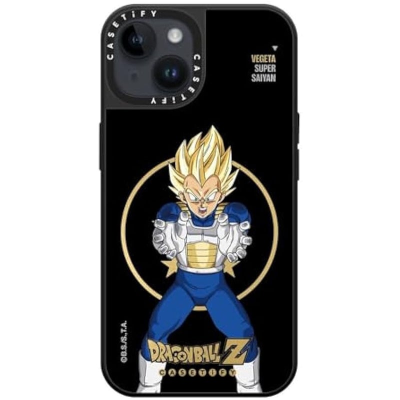 Casetify Mirror iPhone 14 Case 【Dragon Ball Colab/Reflective / 4.9ft Drop Protection/Magsafe】 - Super Saiyan Vegeta - Silver on Black - Image 2