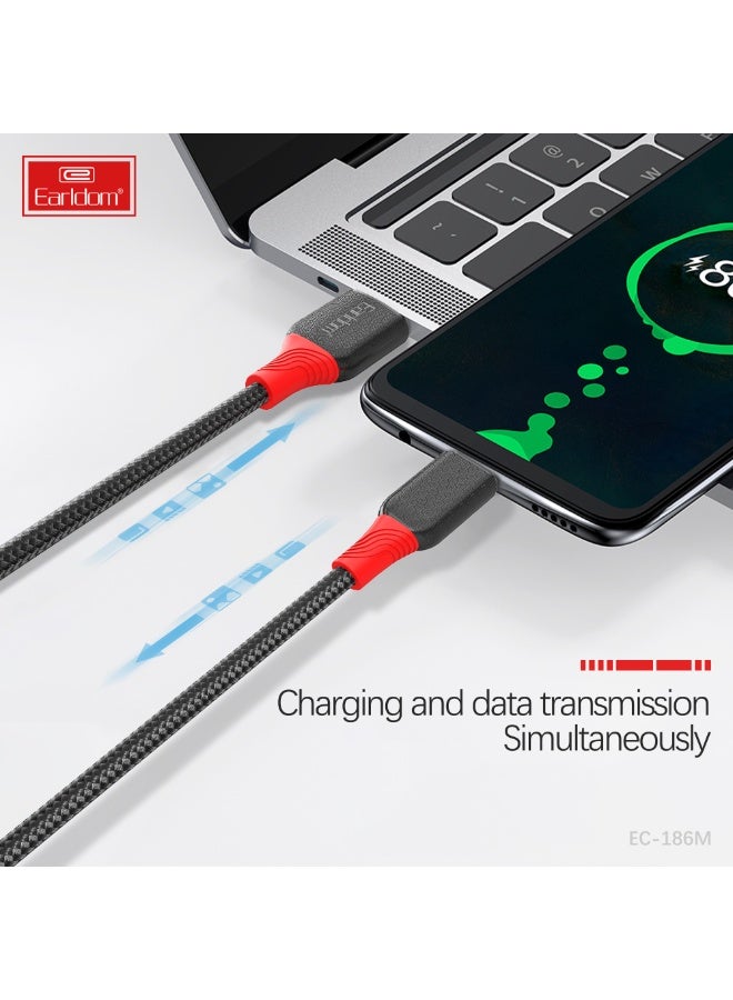 Earldom Charging Cable EC-186M USB-A to Micro USB Fast Charge 5V/2.4A Braided Steel 1M - Image 4