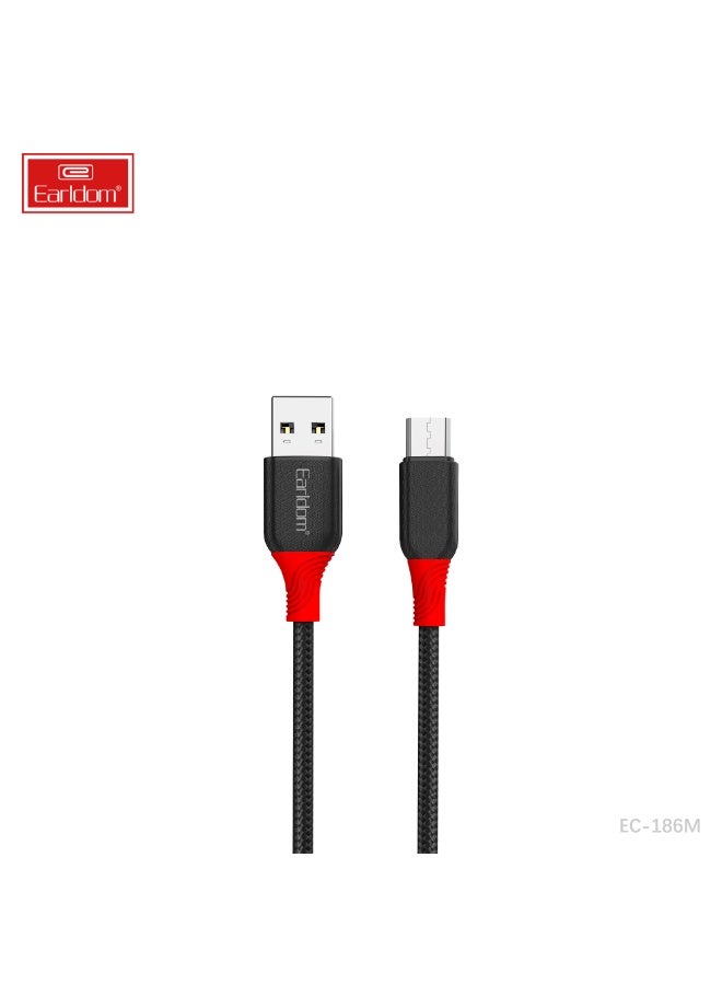 Earldom Charging Cable EC-186M USB-A to Micro USB Fast Charge 5V/2.4A Braided Steel 1M - Image 1