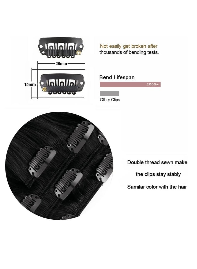 Estelle Human Hair Clip in Extension Black Straight Clip On Remy Hair Extensions Natural Hair Extensions For Woman Lady Girl 7pcs/set - Image 3