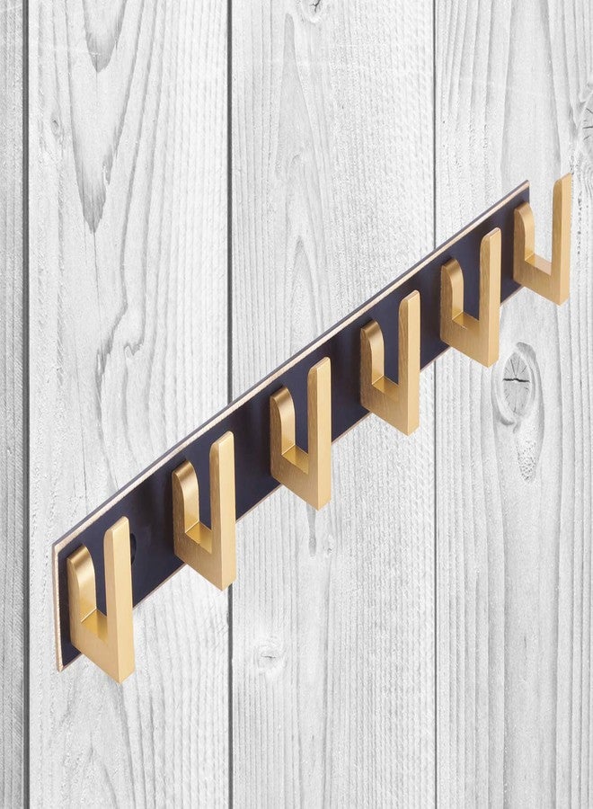 DOCOSS-Pack of 1-Exclusive Extra Long 40 cm Gold Black 6 Pin Metal Cloth Hangers for Wall Door Cloth Hook Bathroom Wall Hooks Rail for Hanging Clothes,Towel Bathroom Accessories - Image 1
