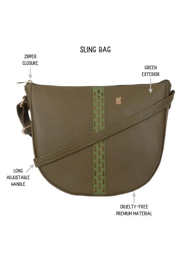 Baggit Women’s Green Sling Bag | Medium Size Stylish Crossbody Purse | Trendy Casual Handbag for Women & Girls | Lightweight Shoulder Bag for Everyday Use