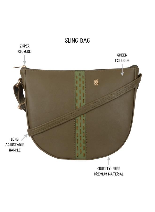 Baggit Women’s Green Sling Bag | Medium Size Stylish Crossbody Purse | Trendy Casual Handbag for Women & Girls | Lightweight Shoulder Bag for Everyday Use - Image 2