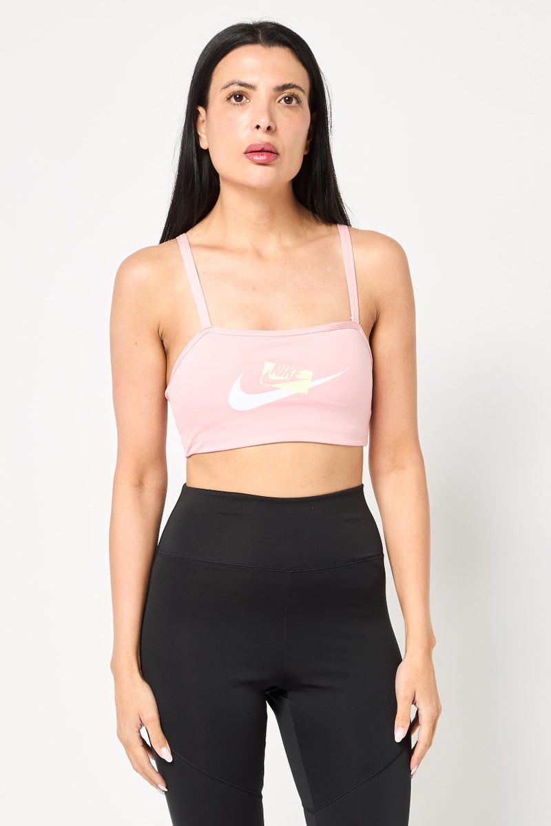 Nike Women Brand Logo Padded Sports Bra, Pink - Image 1