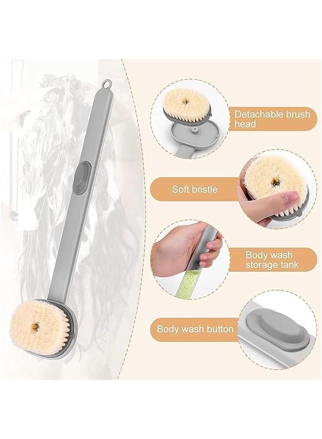 Beauenty Long Handle Detachable Bath Massager Brush, Long Handle Liquid Shower Brush, Detachable Body Back Scrubber Built-in Shower Gel Reservoir, Deep Cleaning Tool for Exfoliating Skinn (Green) - Image 2