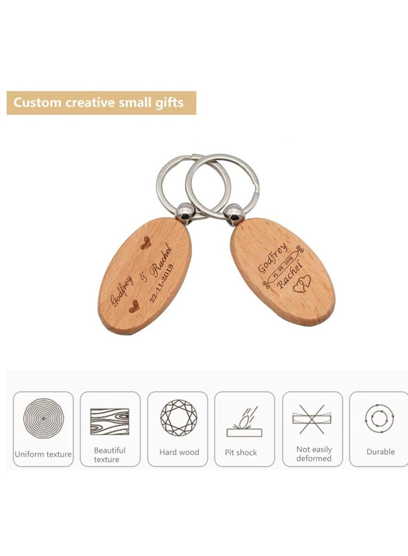 Excefore 12 Pcs Wood Keychain with Metal Key Ring DIY Blank Wooden Chain Tags Personalized Keychains Vintage Creative Pendant for Car Ornament - Image 5
