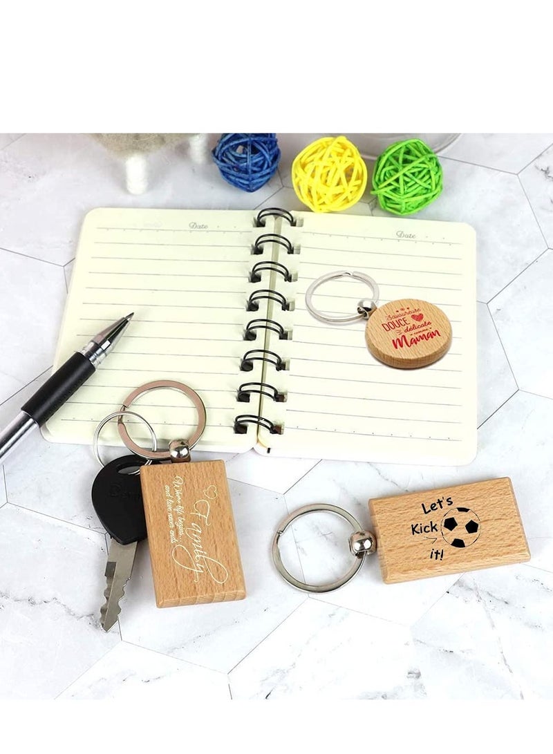 Excefore 12 Pcs Wood Keychain with Metal Key Ring DIY Blank Wooden Chain Tags Personalized Keychains Vintage Creative Pendant for Car Ornament - Image 3