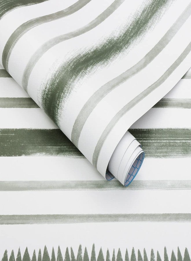Timeet Peel and Stick Wallpaper Dark Green and White Stripes Wallpaper 17.3"×78.7" Line Stripe Contact Paper Removable Self Adhesive Wallpaper for Bedroom Bathroom Decor - Image 4