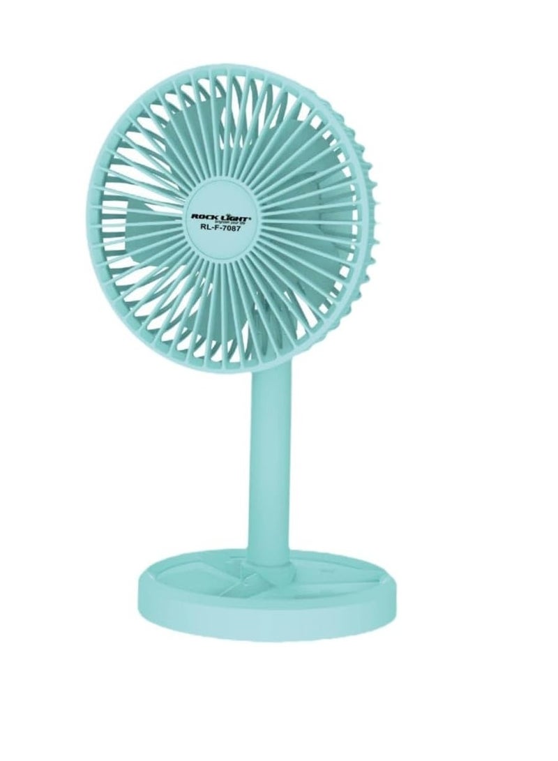Rock Light RL-F-7087 5 Inches LED Rechargeable Fan with Type-C/Micro Charging, 3 X 1200 Mah Battery, 180° Rotation - Image 1