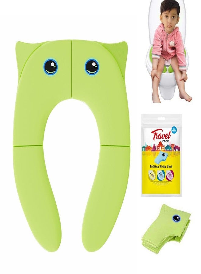 AMIRATE Baby Potty Training Toilet Seat for Boys And Girls Kids, Non-Slip with Splash Guard, Fits Round & Oval Toilets,Travel (GREEN) - Image 3