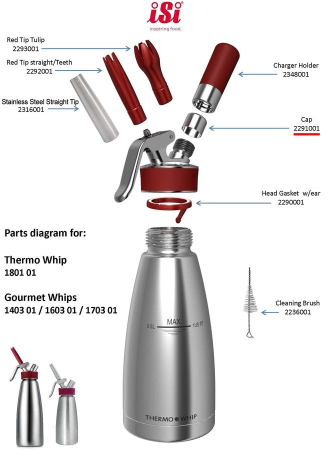آي إس آي نورث أمريكا غطاء iSi 2291001 لأجهزة الخفق الحراري والخفق الفاخر - Image 2