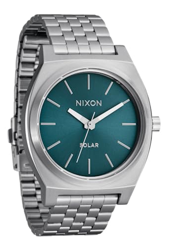 NIXON Time Teller Solar A1369 - Silver/Dusty Blue Sunray - 100m Water Resistant Men's Analog Solar Powered Fashion Watch (40.5mm Watch Face, 20mm 5 Link Stainless Steel Band) - Image 1