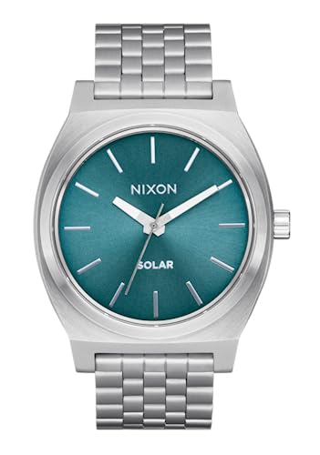 NIXON Time Teller Solar A1369 - Silver/Dusty Blue Sunray - 100m Water Resistant Men's Analog Solar Powered Fashion Watch (40.5mm Watch Face, 20mm 5 Link Stainless Steel Band) - Image 2