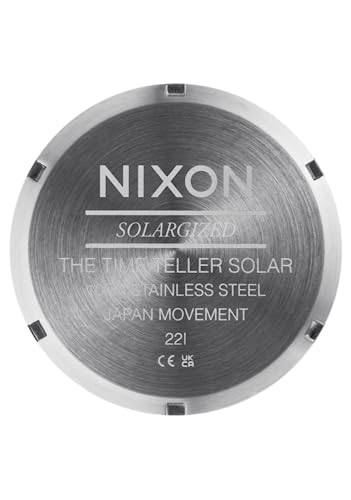 NIXON Time Teller Solar A1369 - Silver/Dusty Blue Sunray - 100m Water Resistant Men's Analog Solar Powered Fashion Watch (40.5mm Watch Face, 20mm 5 Link Stainless Steel Band) - Image 5
