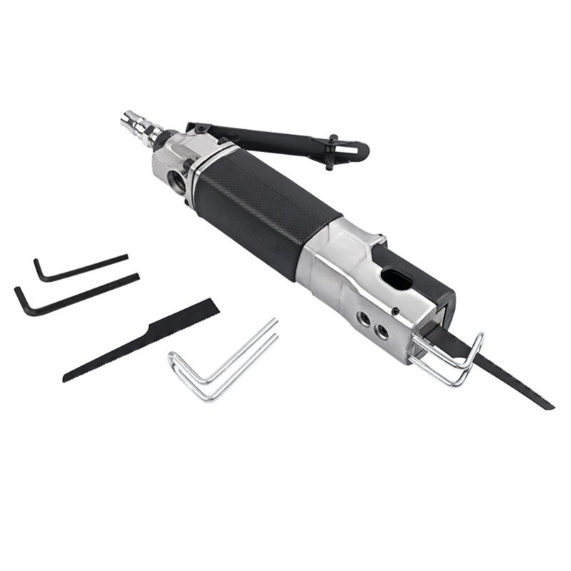 Pneumatic Reciprocating Saw: Silver Durable Aluminum Alloy - Lightweight Ergonomic Non-Slip Grip, Low Vibration 9000 BPM Efficient Cutting for Narrow Space Metal Processing - Image 1