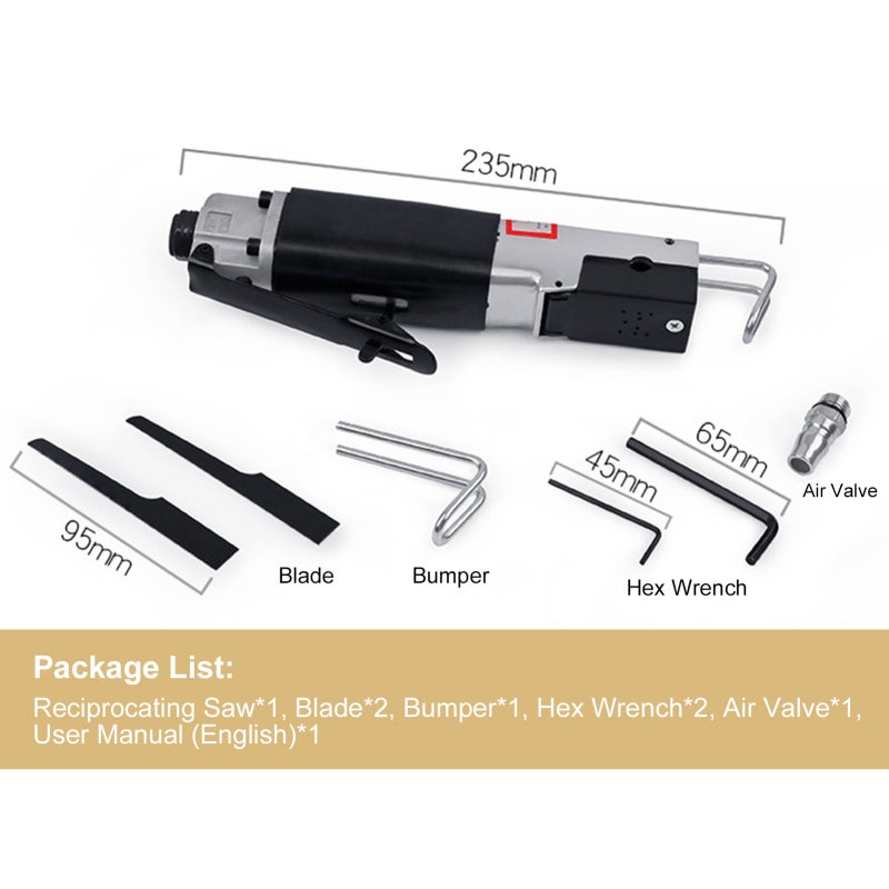 Pneumatic Reciprocating Saw: Silver Durable Aluminum Alloy - Lightweight Ergonomic Non-Slip Grip, Low Vibration 9000 BPM Efficient Cutting for Narrow Space Metal Processing - Image 4