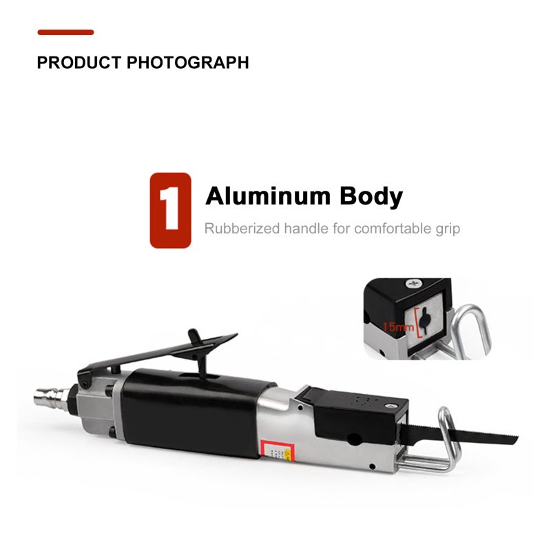 Pneumatic Reciprocating Saw: Silver Durable Aluminum Alloy - Lightweight Ergonomic Non-Slip Grip, Low Vibration 9000 BPM Efficient Cutting for Narrow Space Metal Processing - Image 3