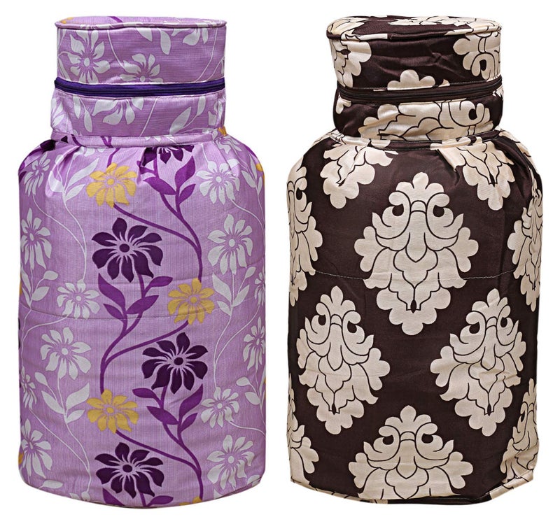 Kuber Industries Kuber Industries Cotton 2 Pieces Cylinder Cover Purple BrownCTKTC28097  - Image 1