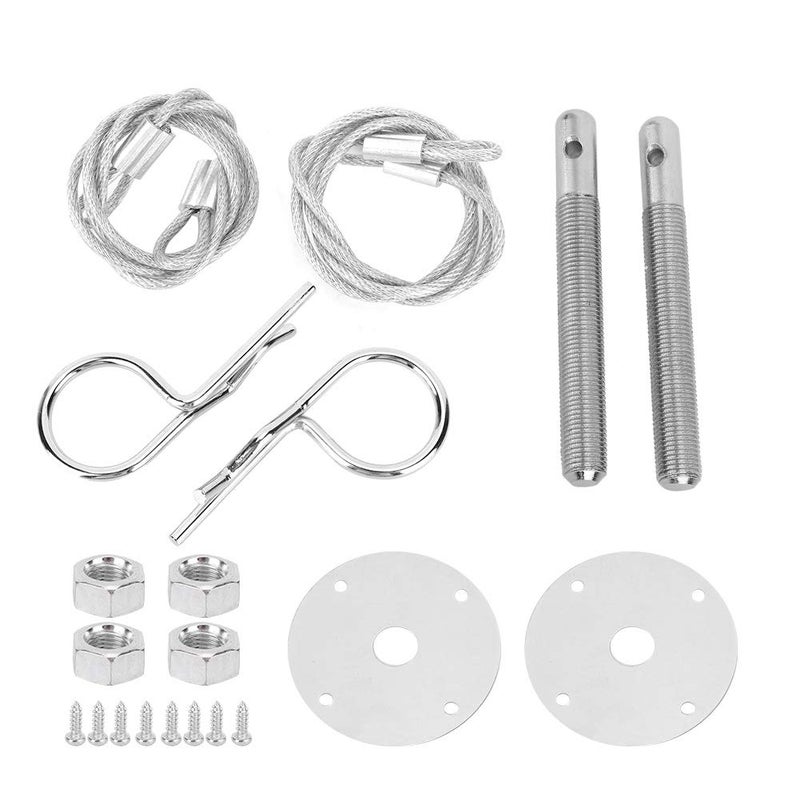 Hood Pin Plate Lock Stainless Steel Engine Hood Pin Plate Bonnet Lock Clip Kit Car Modified Accessory