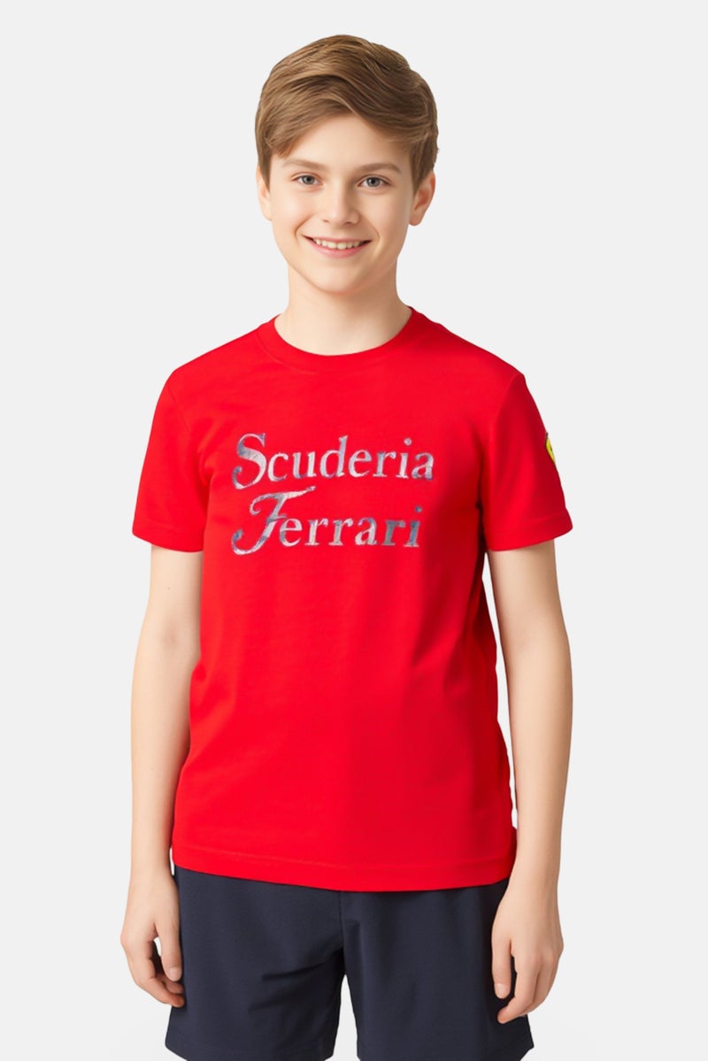 Scuderia Ferrari Kids Boy Short Sleeve Outdoor T-shirt, Red - Image 1