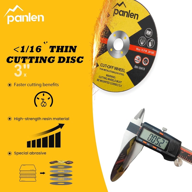 panlen 3inch 10 Pack Die Grinder Cutting Disc and Mounting Mandrel Kit 1/4" 3/8" Arbor - Image 2