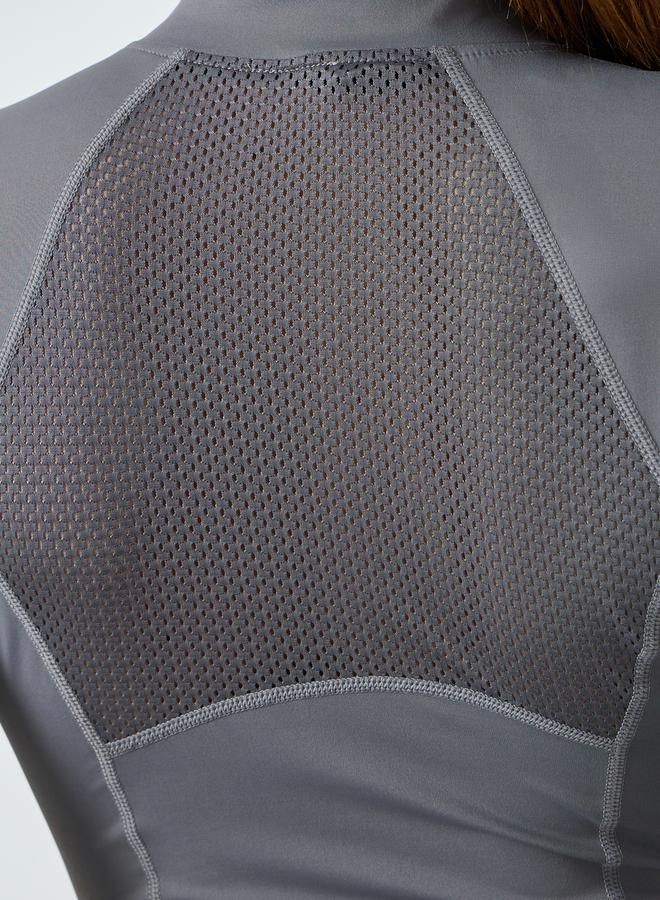 ستايلي اكتيف بلوزة بأكمام طويلة وسحاب جزئي وتفاصيل درزات - Image 4