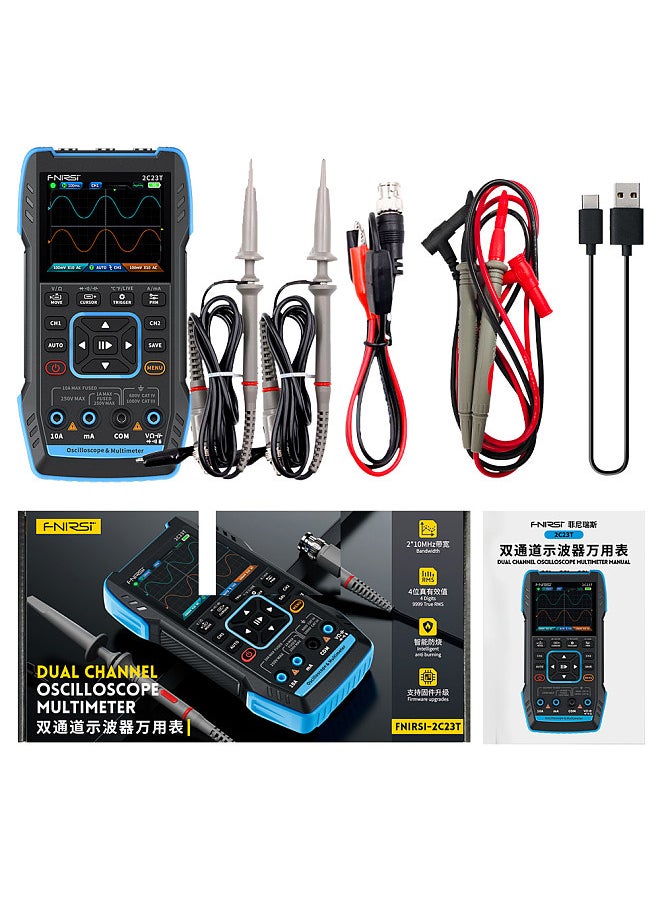 FNIRSI 3in1 Oscilloscope Multimeter Signal Generator Machine 2.8inch IPS Display Oscope Meter Handheld Oscilloscope 10Mhz Bandwidth 50MSa/s Sampling Rate Dual Channel Oscillometer  - Image 1