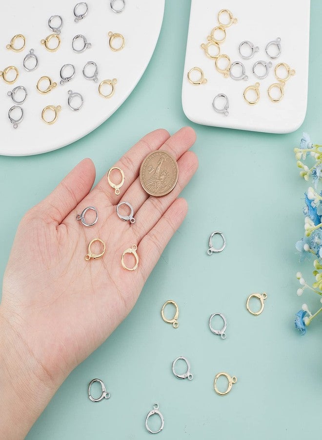 CREATCABIN 1 صندوق 48 قطعة خطافات دائرية مع رافعة 18K مطلية بالذهب الحقيقي من الفولاذ المقاوم للصدأ مع سلك أذن فرنسي نحاسي مع حلقة مفتوحة لتصميم أقراط دائرية للرجال والنساء (ذهبي وفضي) - Image 3