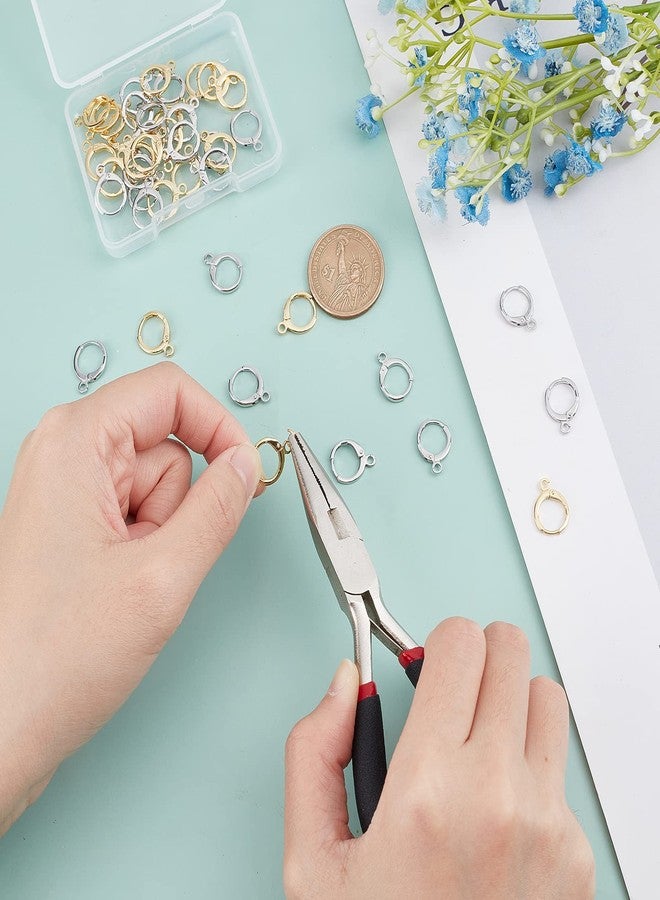 CREATCABIN 1 صندوق 48 قطعة خطافات دائرية مع رافعة 18K مطلية بالذهب الحقيقي من الفولاذ المقاوم للصدأ مع سلك أذن فرنسي نحاسي مع حلقة مفتوحة لتصميم أقراط دائرية للرجال والنساء (ذهبي وفضي) - Image 4