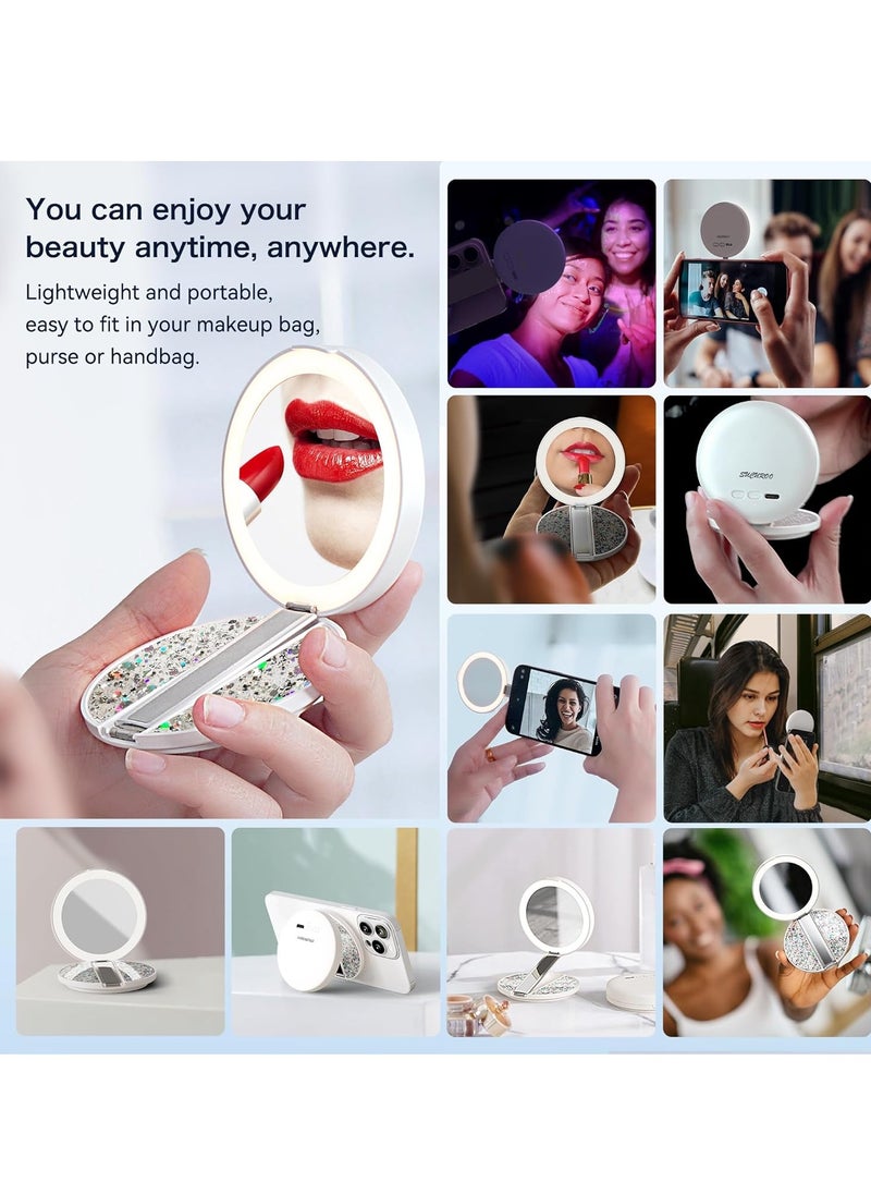 Generic - Magnetic Fill Light Mirror with 3 Scene Lighting Modes, Adjustable Magnetic Bracket, 180° Multi-Angle, Type-C Charging, Portable Makeup Mirror with Phone Stand & Powerful Fill Light for Photography, Video & Travel - Image 1