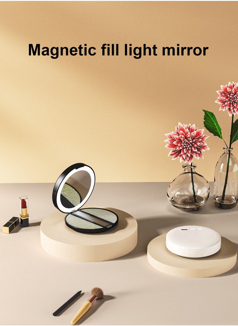 Generic - Magnetic Fill Light Mirror with 3 Scene Lighting Modes, Adjustable Magnetic Bracket, 180° Multi-Angle, Type-C Charging, Portable Makeup Mirror with Phone Stand & Powerful Fill Light for Photography, Video & Travel - Image 1