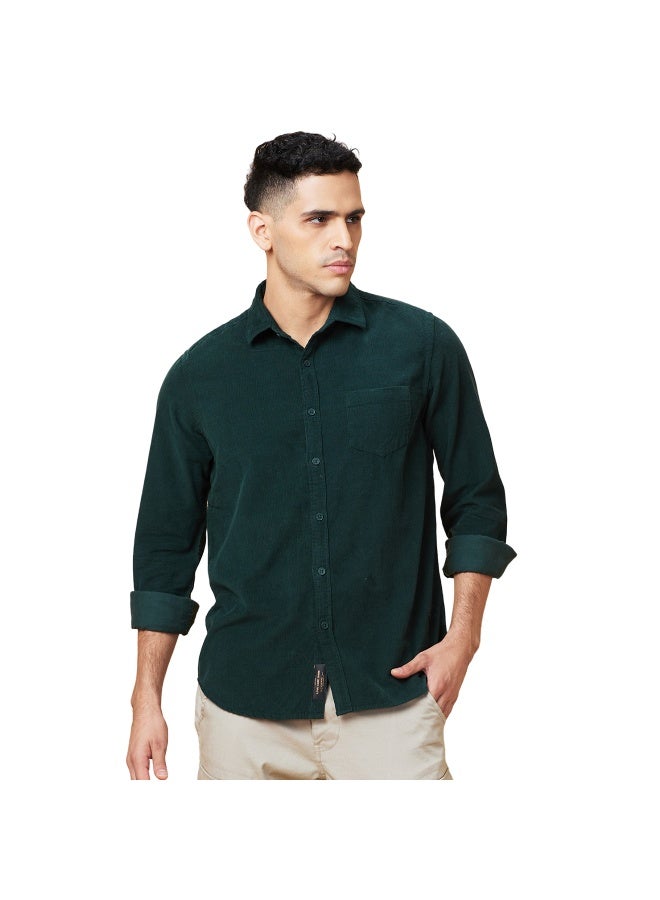 Being Human Mens Green Collared Long Sleeve Shirt - Image 1